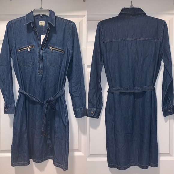 Gap Tie-Waist Denim Knee Dress (NWT) - Picture 1 of 2